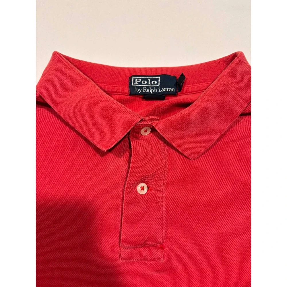 Polo Ralph Lauren Mens XXL Red Short Sleeve Pique Polo Shirt Navy Pony Logo
